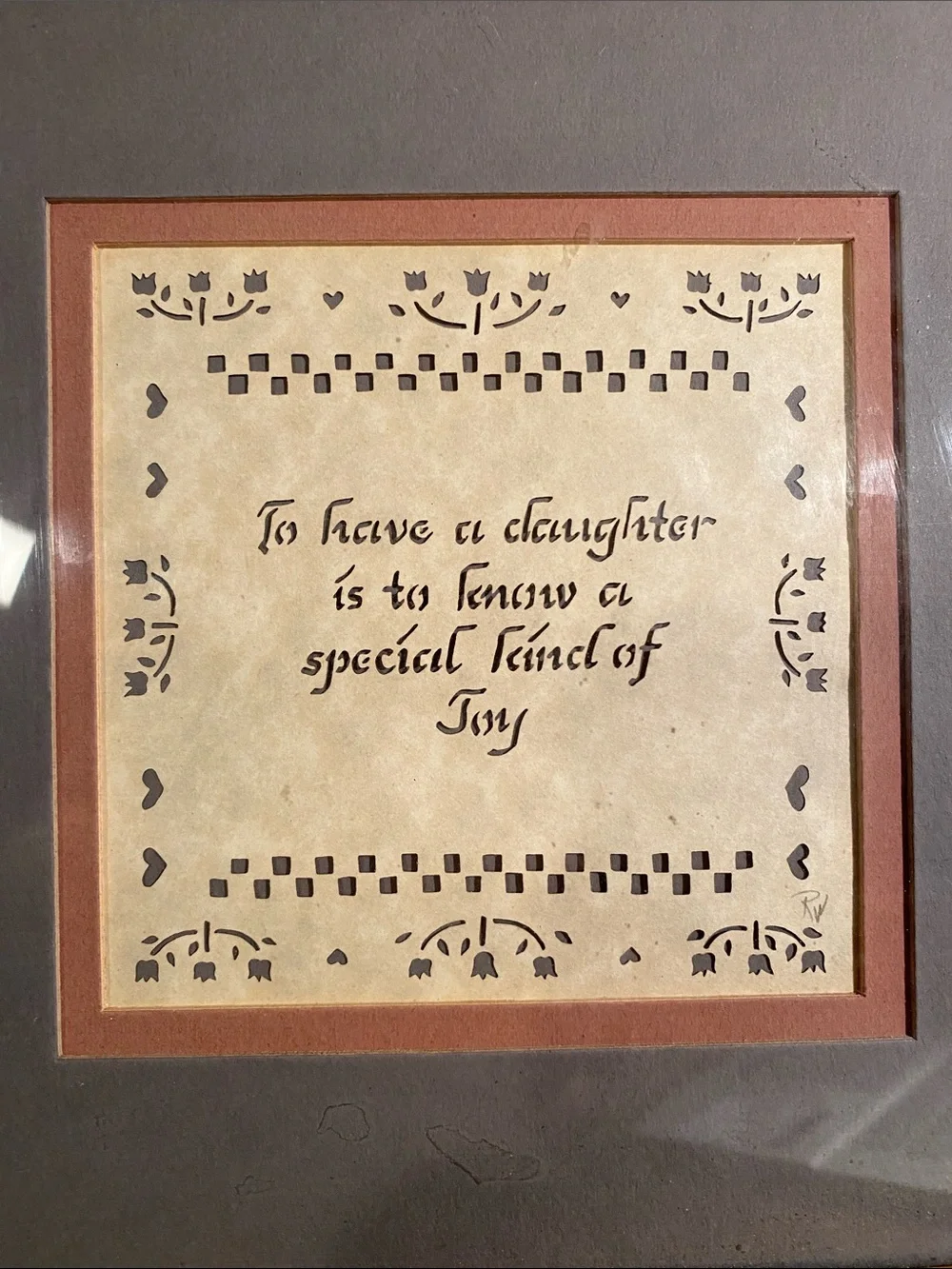 Rustic Wood Frame with Gray Mat and Quote - Brown/Gray